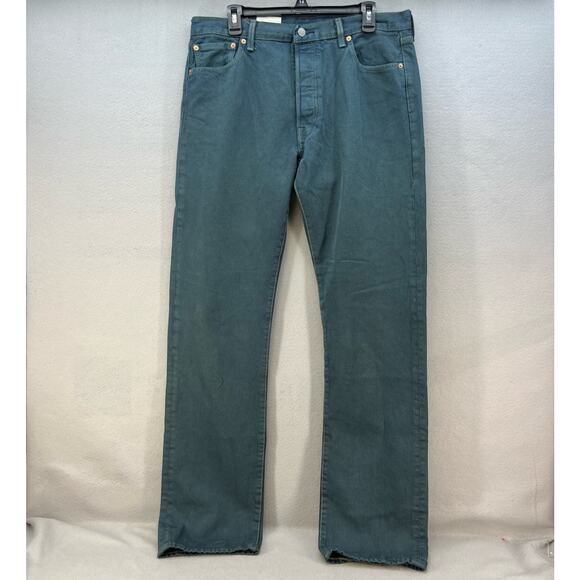 NWT Levi's 501 Big E Men's 36x36 Forest Green Button Fly Straight Minimalist